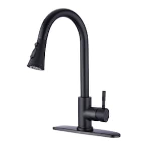 Single Handle Pull Down Sprayer Kitchen Faucet with Pull Out Spray Wand Stainless Steel Sink Basin Taps in Matte Black