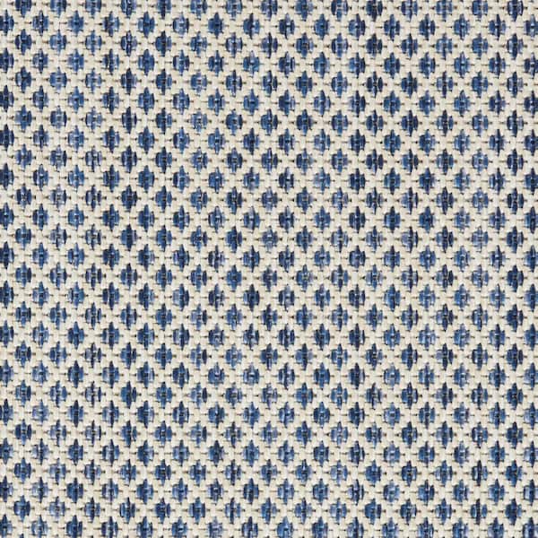 Blue, Ivory 7 ft. x 10 ft. Woven Abstract Polyester Rectangle Indoor/Outdoor Area Rug