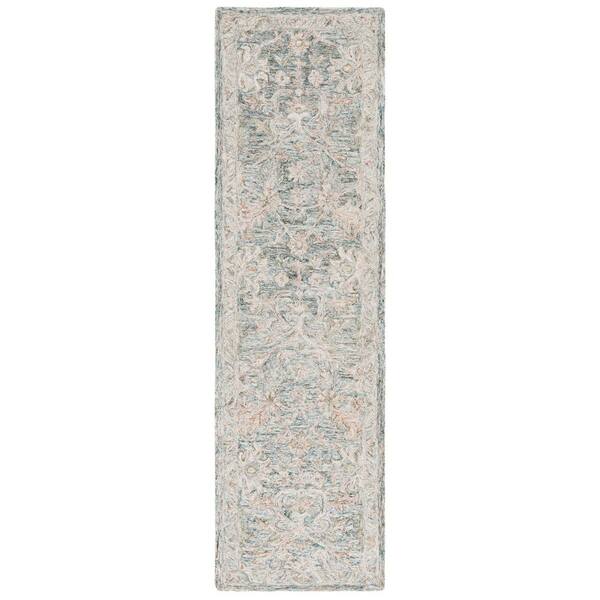 Metro 2 ft. x 6 ft. Teal/Green Persian Runner Rug