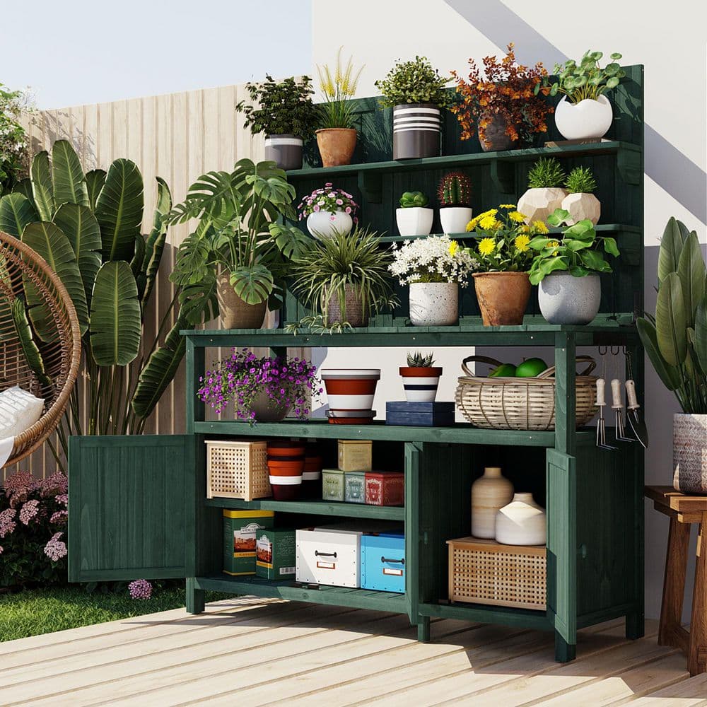 forest-green-potting-benches-