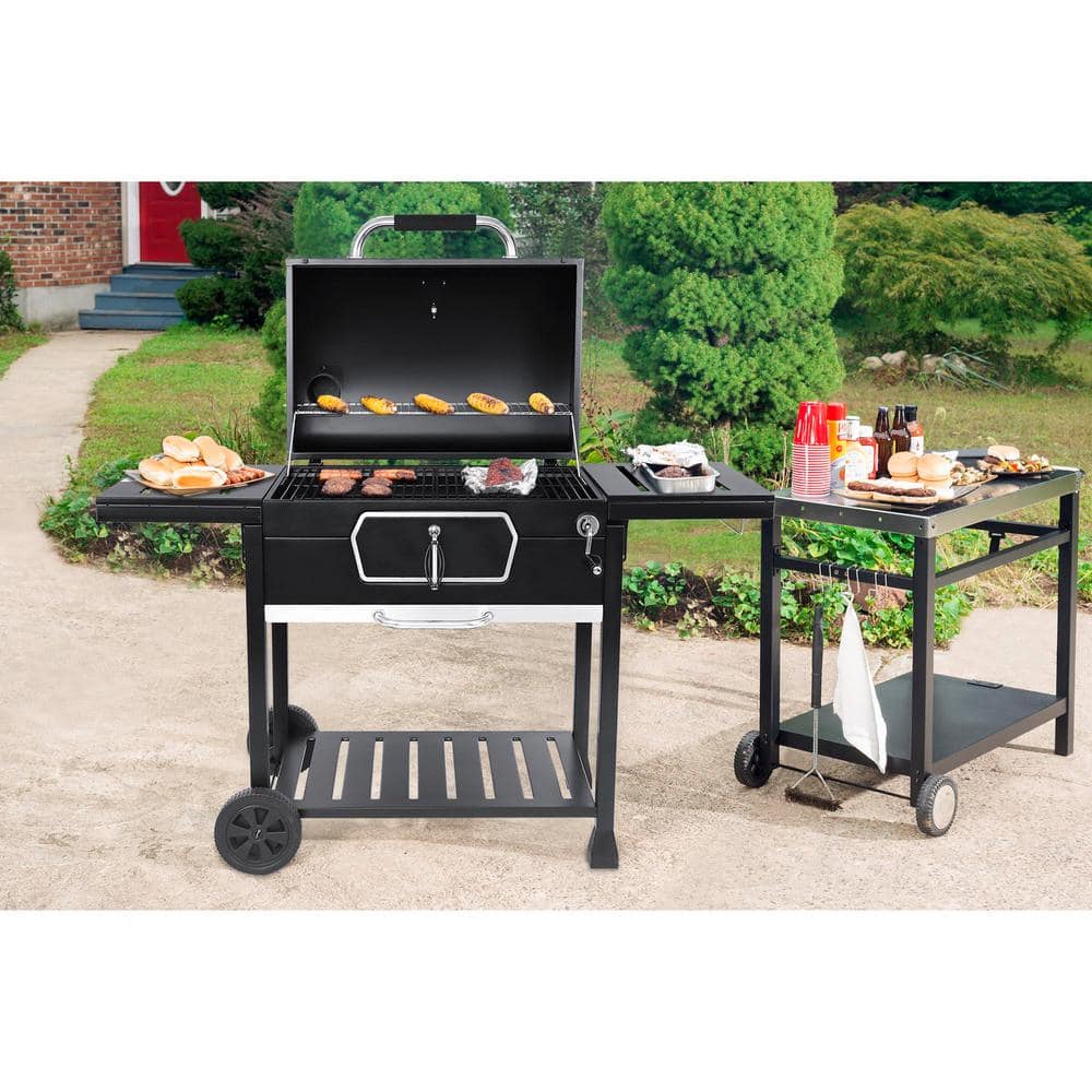 Royal Gourmet Black Stainless Steel 30-Inch Charcoal Grill with Smoker