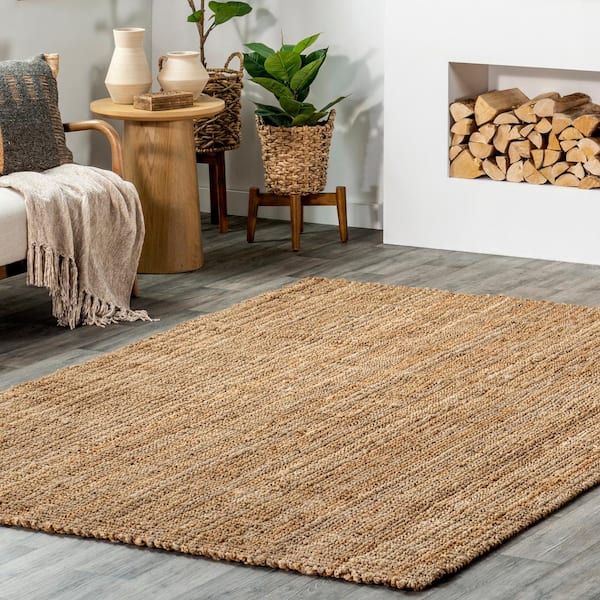 nuLOOM Ashli Solid Jute Natural 9 ft. x 12 ft. Area Rug CLWA01A-860116 -  The Home Depot