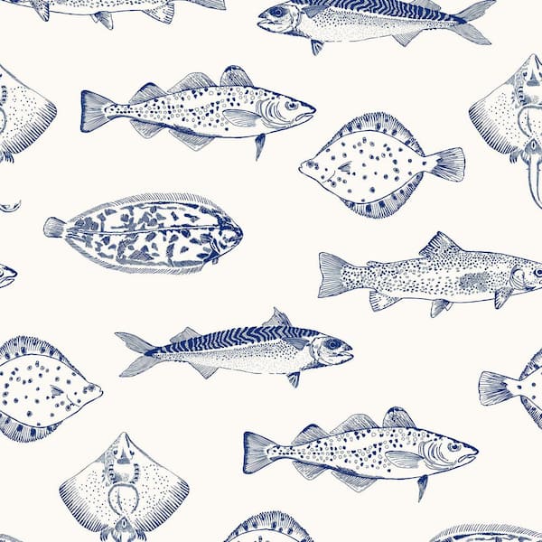 JOULES Joules Name The Plaice Coast Blue Matte Non Woven Removable Paste The Wall Wallpaper Sample