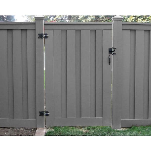 Seclusions 4 ft. x 6 ft. Winchester Grey Wood-Plastic Composite Privacy Fence Single Gate with Hardware