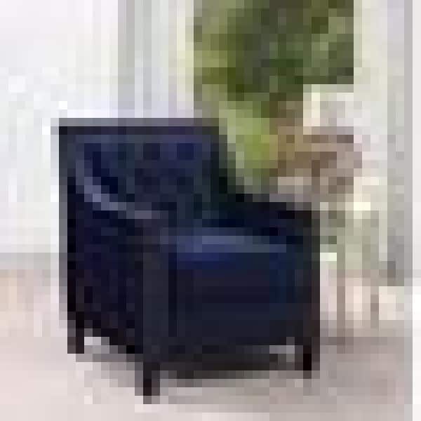 Teagan 35" Blue Polyester Accent Chair with Nailhead Trim