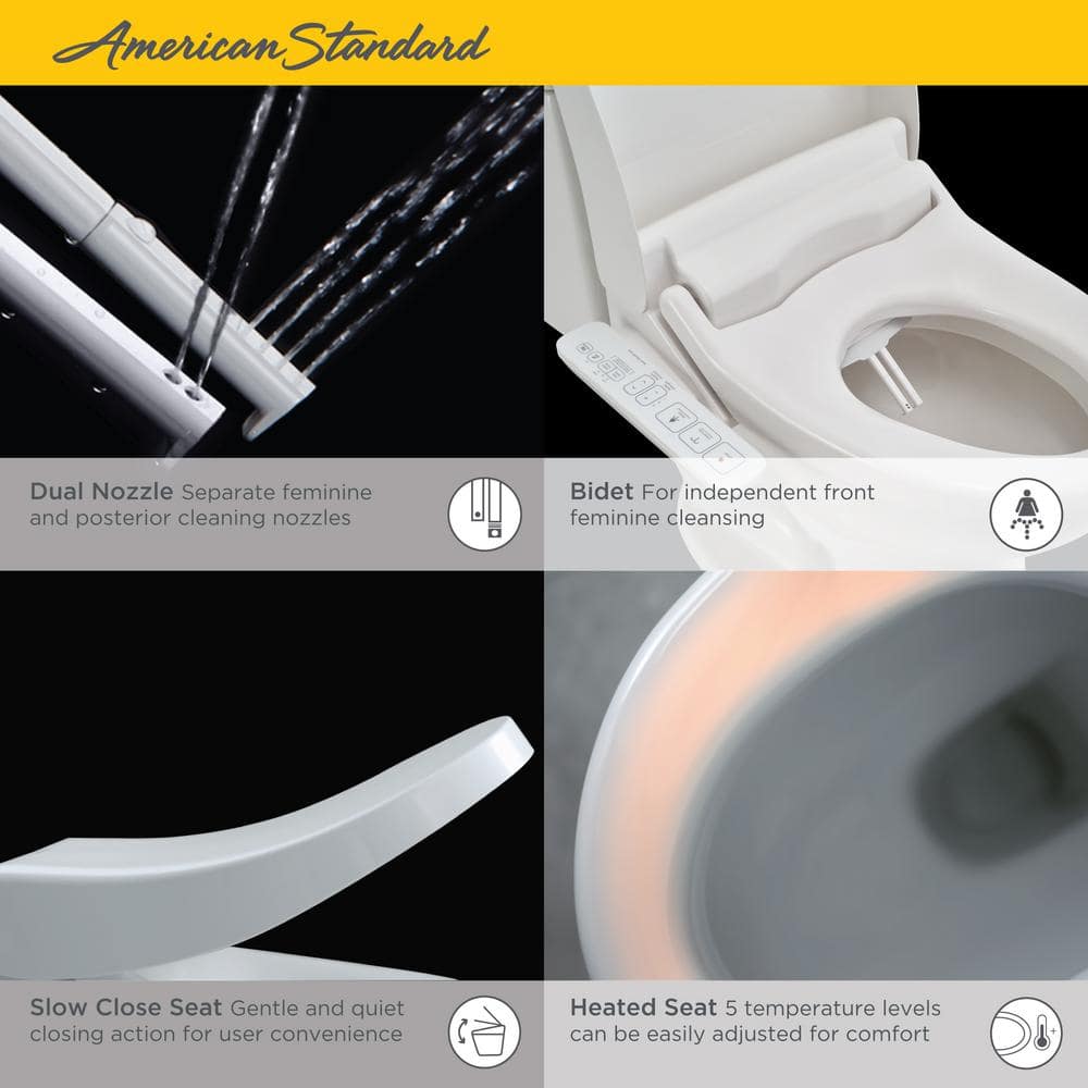 White Elongated Bidet Toilet Seat with Side Panel