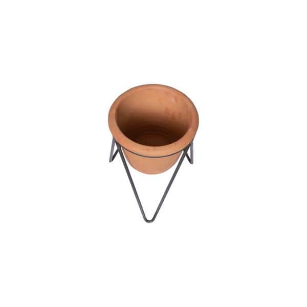 Terracotta Planter with Metal Stand for Indoor/Outdoor Use
