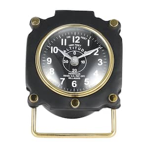 Black Metal, 5 in. H Altimeter Table Clock