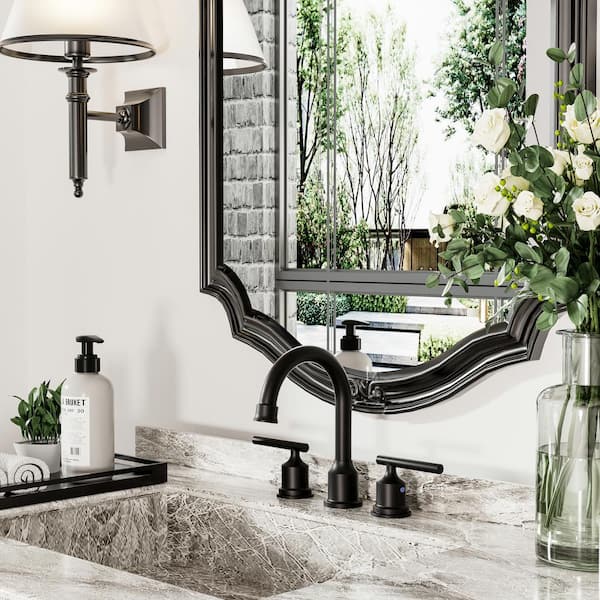 WOWOW 8 in. Widespread Double Handle Bathroom Faucet with Drain