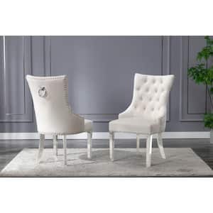 Sam Cream Velvet Stainless Steel Legs Chairs (Set of 2)
