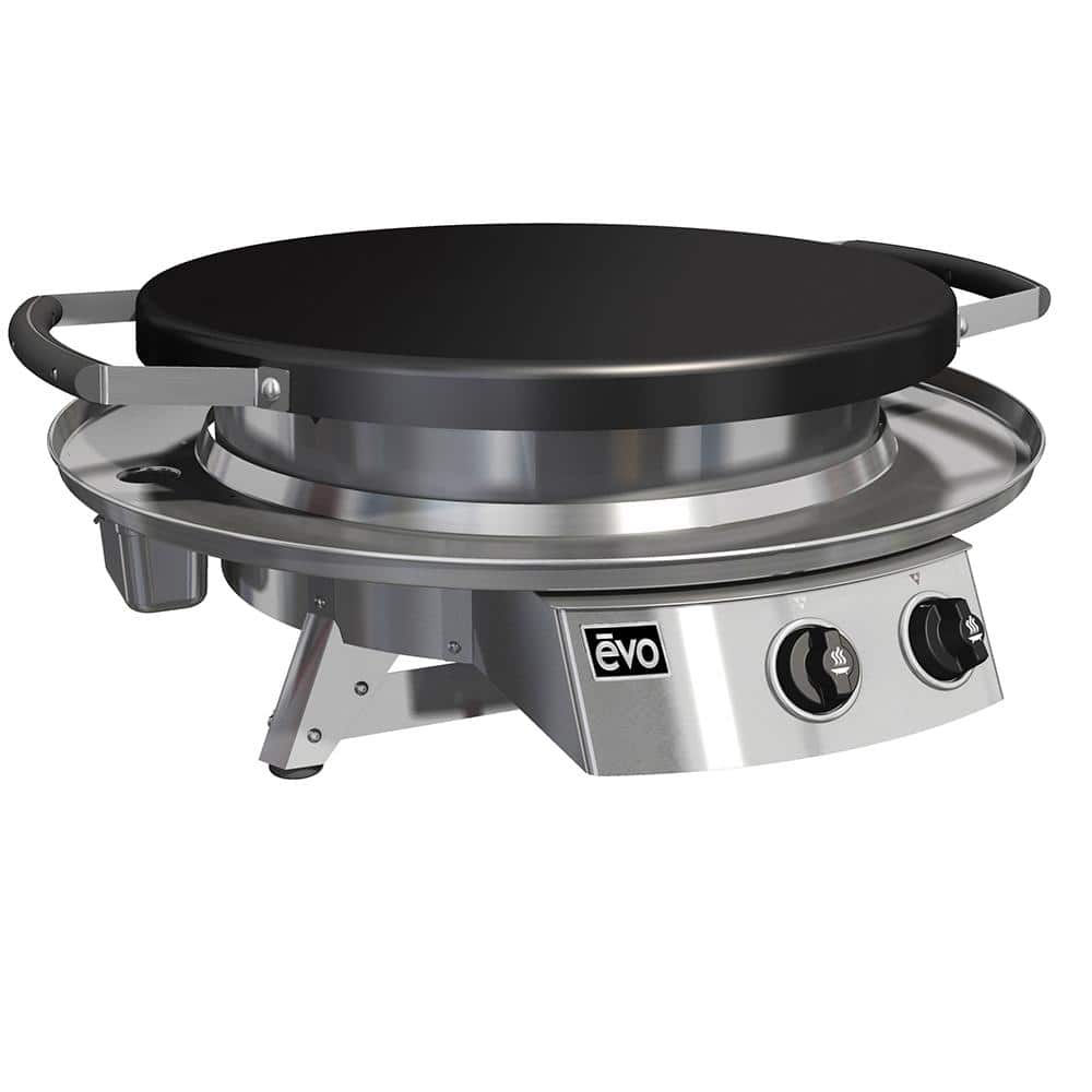 Professional Tabletop 2-Burner Propane Gas Grill in Stainless Steel with Flattop