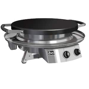 Professional Tabletop 2-Burner Natural Gas Grill in Stainless Steel with Flattop