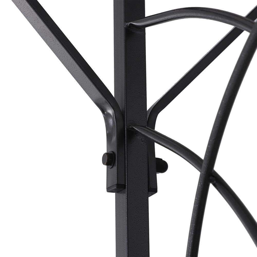 Elegant Black Metal Garden Trellis Arch with Scrollwork