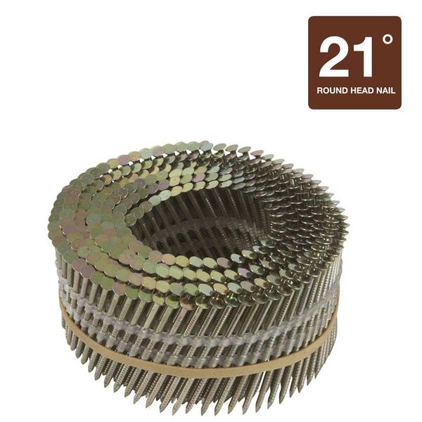 Hitachi 2-1/4 in. x .092 in. Full Round-Head Smooth Shank Electro Galvanized Plastic Coil Nails (7,200-Pack)