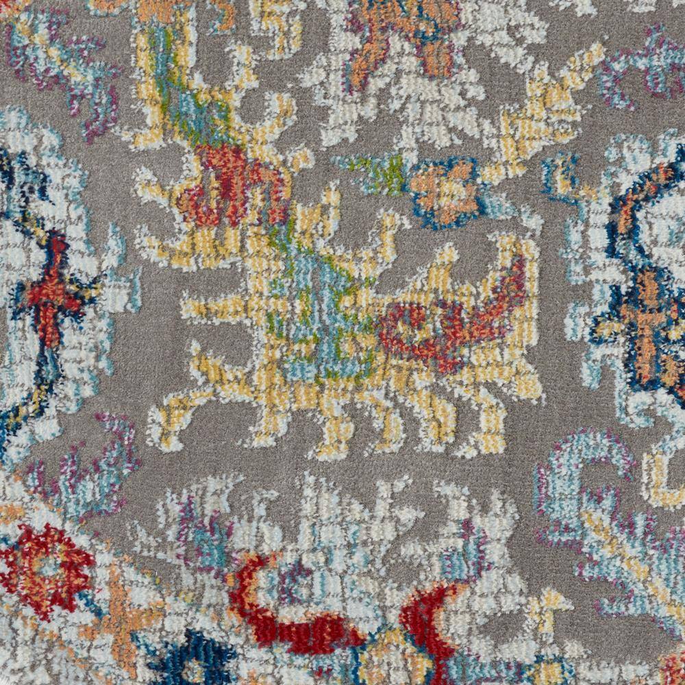 Global Vintage Easy Care 6' Round Grey Synthetic Area Rug
