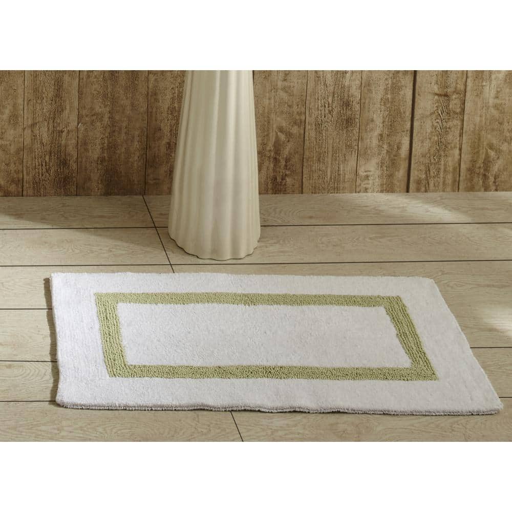 Hotel Collection White/Sage 21 x 34 100% Cotton Bath Rug