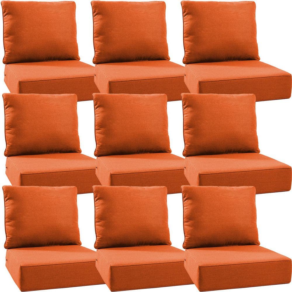 24 x 24 x 6 in. Thick Set of 9 Deep Seating Outdoor Lounge Chair Replacement Cushion in Orange price history on PriceWatchPro