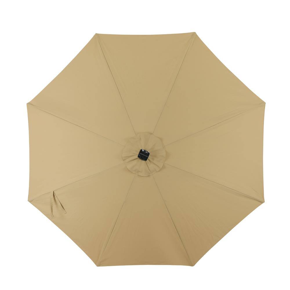Calypso II 11-ft Champagne Market Umbrella with Solar LED Lights