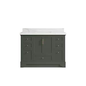 Alys 48 in. W x 22 in. D x 36 in. H Single Sink Bath Vanity in Pewter Green with 2 in. Calcutta Laza Qt. Top