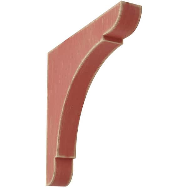 Ekena Millwork 1-3/4 in. x 12 in. x 12 in. Salvage Red Extra Large Olympic Wood Vintage Decor Bracket