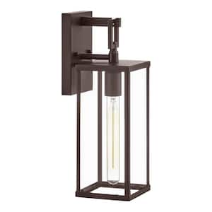Porter Hills 15.68 in. Dark Olde Bronze Hardwired Outdoor Wall Lantern Sconce with No Bulb Included