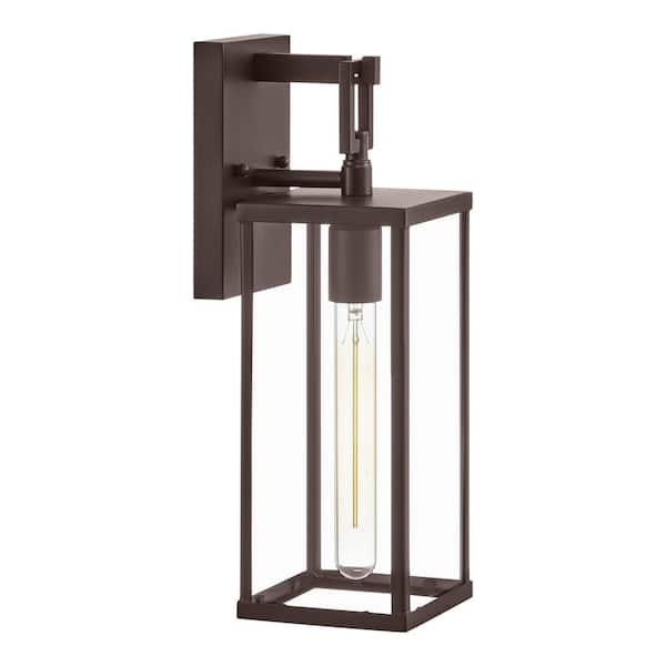 Hampton Bay Porter Hills 15.68 in. Dark Olde Bronze Hardwired Outdoor Wall Lantern Sconce with No Bulb Included
