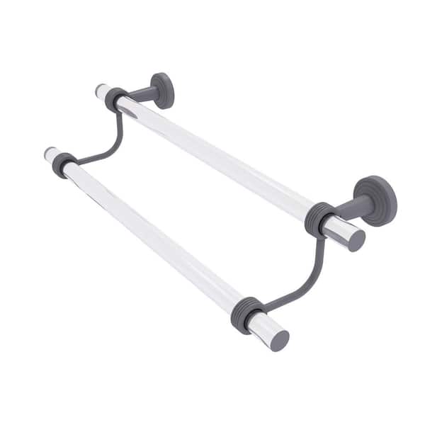 Allied Brass Pacific Beach Collection 24 in. Wall Mounted Double Towel Bar with Groovy Accents in Matte Gray