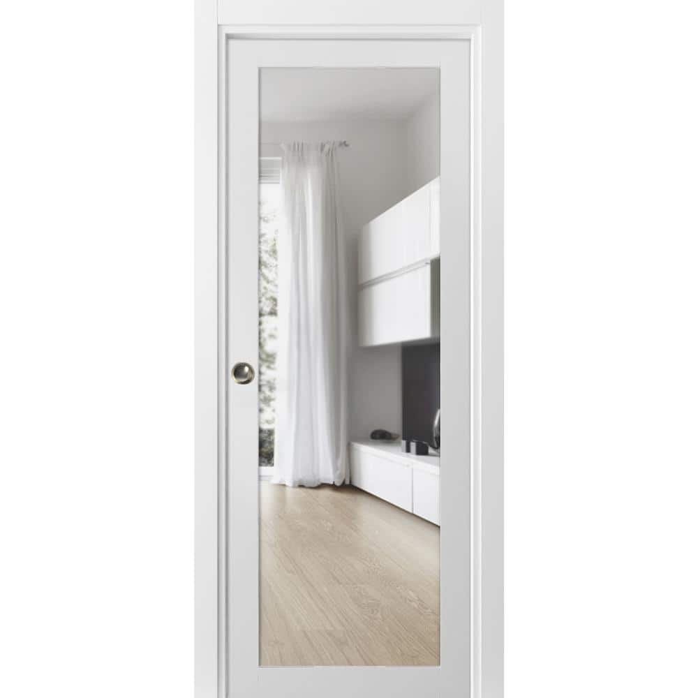 24 in. x 80 in. 1-Panel White Finished Pine Wood Sliding Door with Pocket Hardware price history on PriceWatchPro