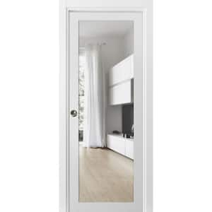 2166 18 in. x 80 in. 1 Panel White Finished Pine Wood Sliding Door with Pocket Hardware