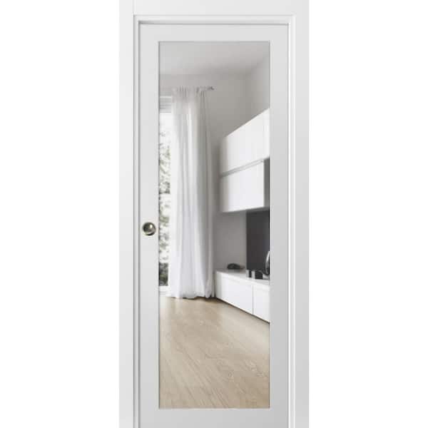 Sartodoors 2166 18 in. x 96 in. 1 Panel White Finished Pine Wood Sliding Door with Pocket Hardware