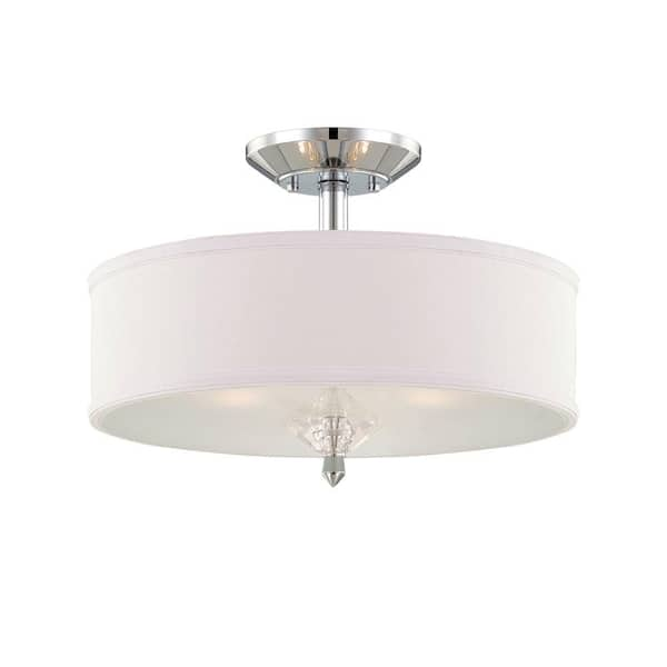 Designers Fountain 15.75 in. Palatial 3-Light Chrome Interior Incandescent Ceiling Light Semi Flush Mount