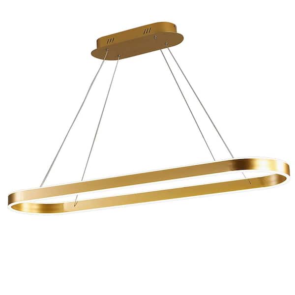 OUKANING Modern 36-Watt Integrated LED Gold Island Pendant Light with Acrylic Shade