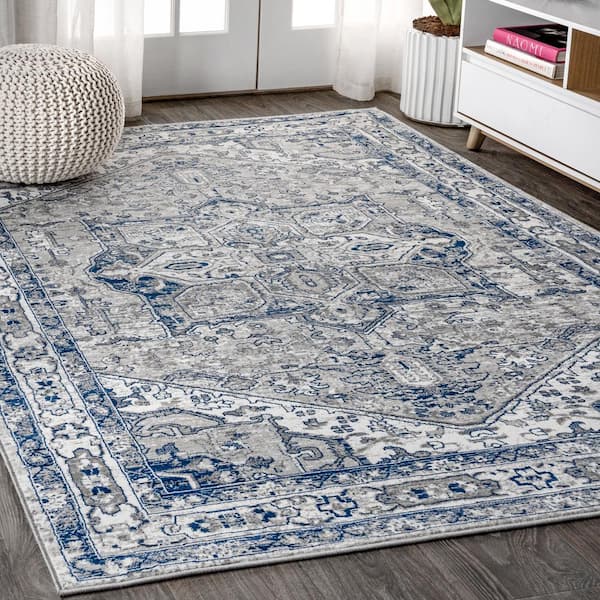 Jonathan Y Modern Persian Vintage, Light Gray And Navy Blue Area Rug