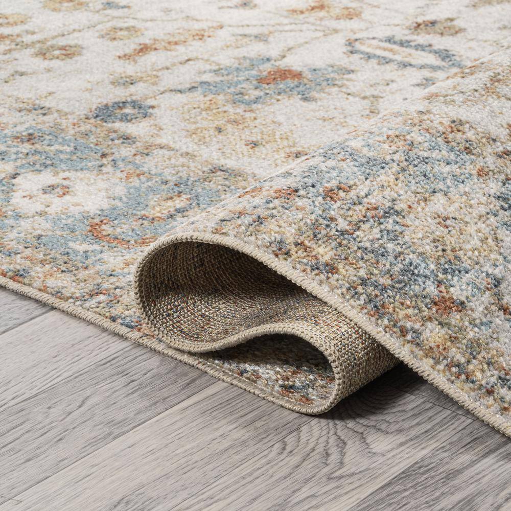 Hiero Cream and Terra Persian Border Low-Pile Washable Rug