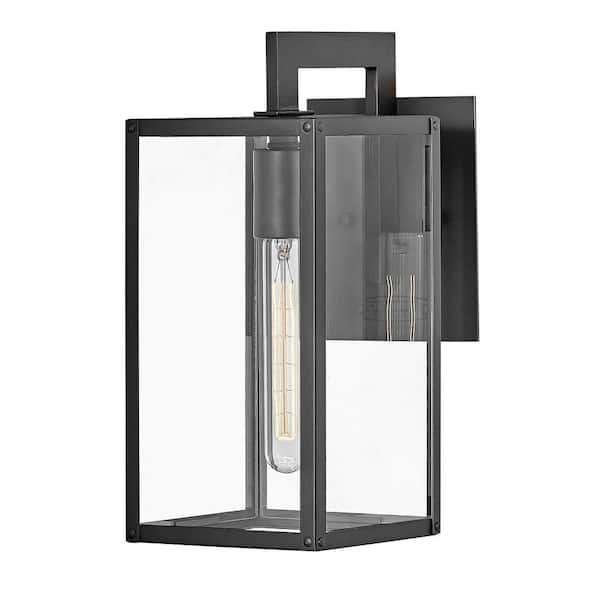 HINKLEY Max 1-Light Black Hardwired Outdoor Wall Lantern Sconce