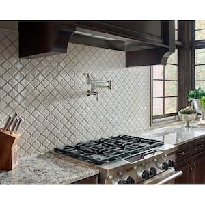 Bianco Arabesque 12 in. x 12 in. Glossy Porcelain Mesh-Mounted Floor and Wall Mosaic Tile (0.73 sq. ft./Each)