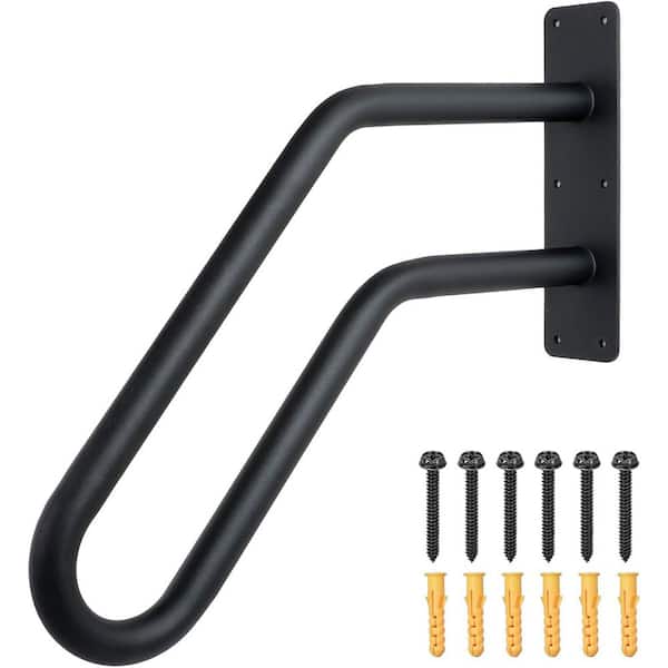 KIWDZFU 21.5 in. H x 21.5 in. W, Black, Metal, Stair Railing Kit, U Shaped Safety Grab Bars for Elderly
