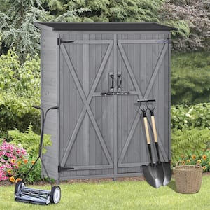 4.6 ft. W x 1.67 ft. D Wood Storage Shed with Waterproof Asphalt Roof Double Lockable Doors and Shelves (7.65 sq. ft.)
