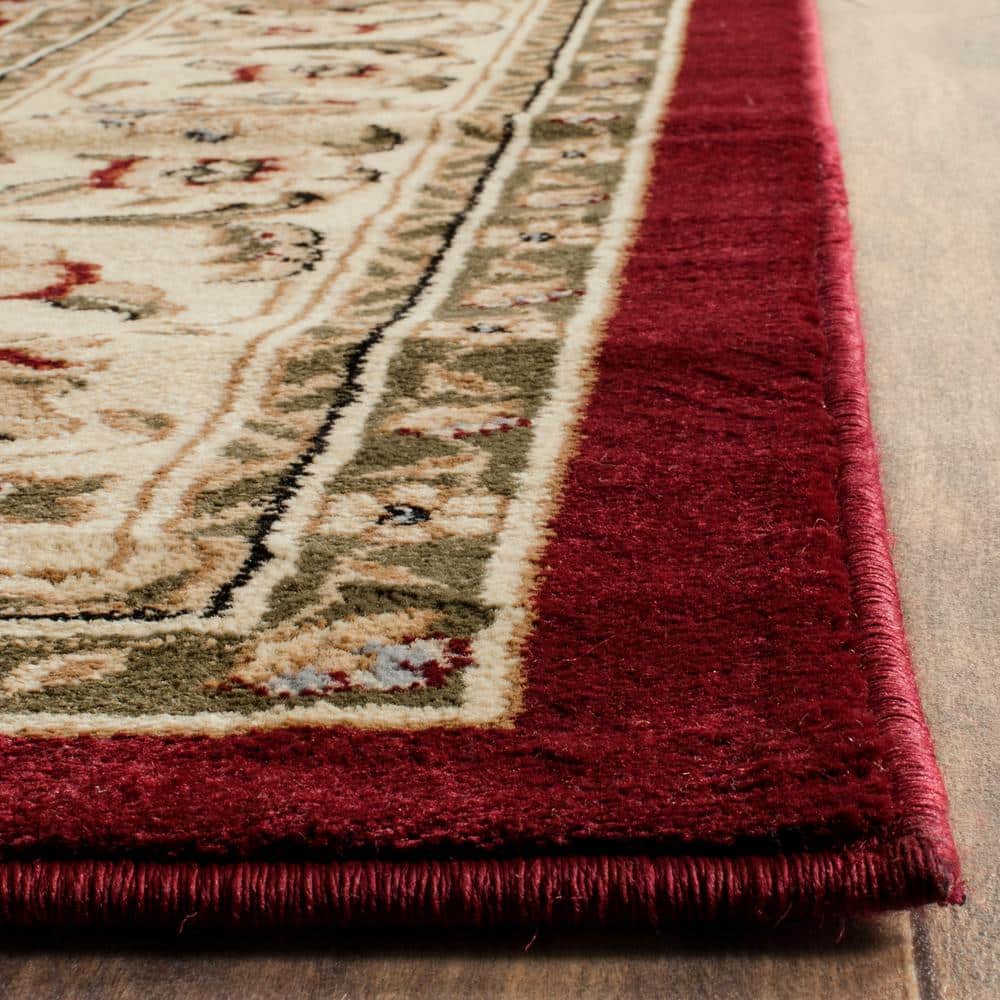 Red and Ivory Traditional Synthetic Area Rug, 8' x 11'