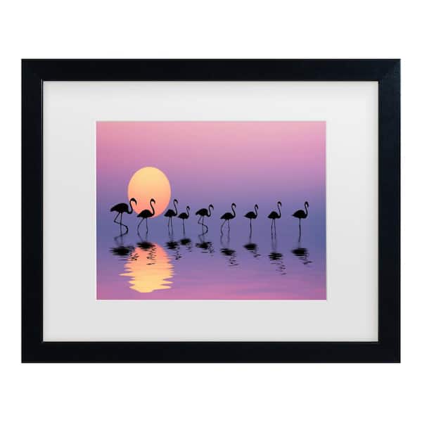 Trademark Fine Art Bess Hamiti Family Flamingos Matted Framed Photography Wall Art 18 in. x 22 in.