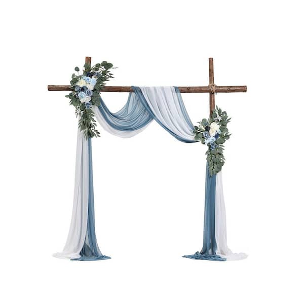 VEVOR 22.83 in. H Artificial Wedding Arch Flowers Kit Blue Wedding Arch Flowers  Floral Arrangement Fabric Square