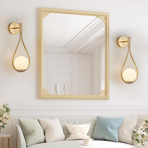 7.5 in. W 1-Light Modern Golden Wall Sconces with Opal Glass Globe Luxury Wall Lights, Set of 2, E26, No Bulbs Included