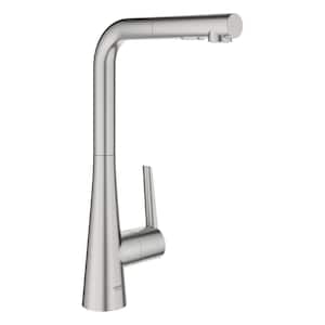 Zedra Single-Handle Pull-Out Sprayer Kitchen Faucet with Single Hole in SuperSteel Infinity Finish