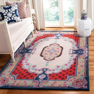 Bellagio Ivory/Pink 3 ft. x 3 ft. Floral Border Square Area Rug