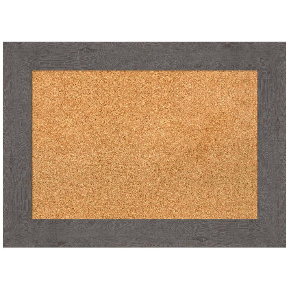 Rustic Grey Wood Framed Corkboard Memo Board 29.38 x 21.38 in.