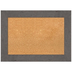 Rustic Plank Grey 29.38 in. x 21.38 in. Framed Corkboard Memo Board