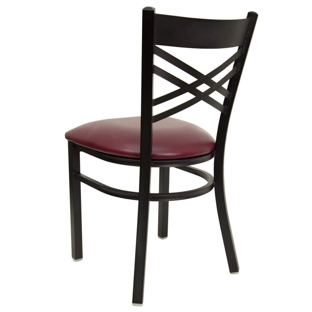 Hercules Series 17'' Red and Black Metal Cross Back Side Chair