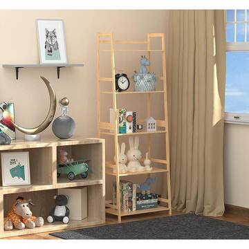 Unbranded 11.8 in. Wide 5 Tier Oak Bookshelf Modern Open Bookcase For Bedroom Living Room, Office LH-550