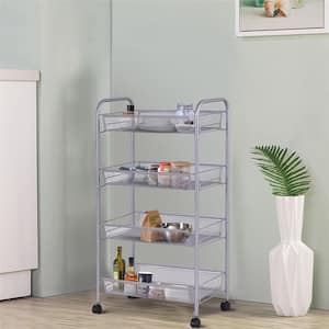 4-Tier Storage Rack Trolley Cart Home Kitchen Organizer Utility Baskets Gray