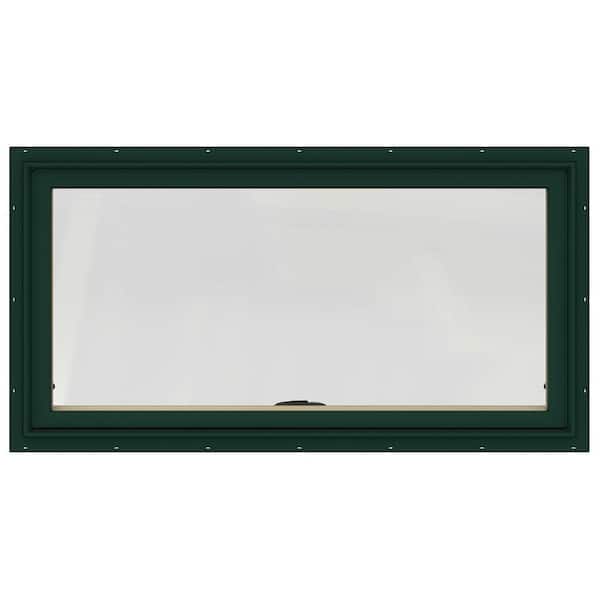 JELD-WEN 48 in. x 20 in. W-2500 Series Green Painted Clad Wood Awning Window w/ Natural Interior and Screen